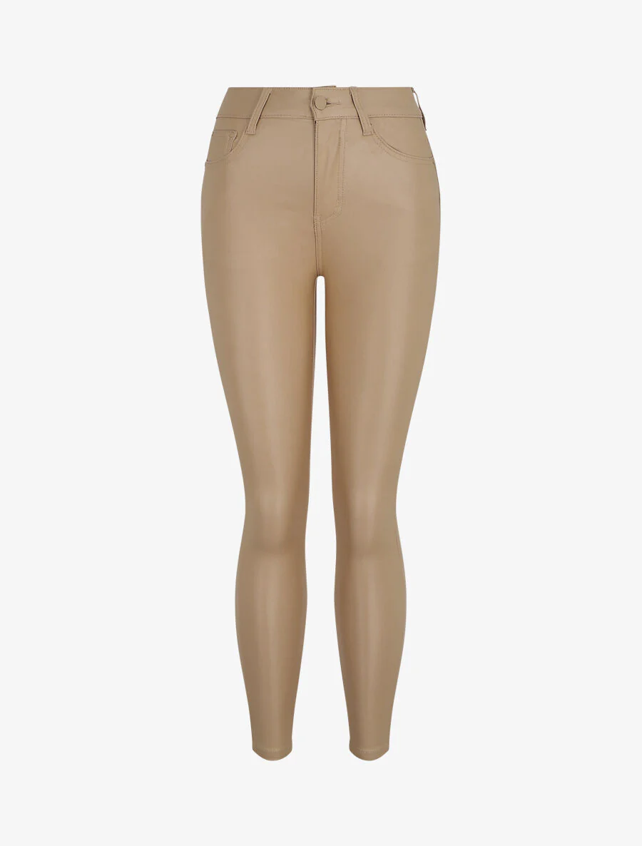 Jean skinny ciré taille haute - Beige