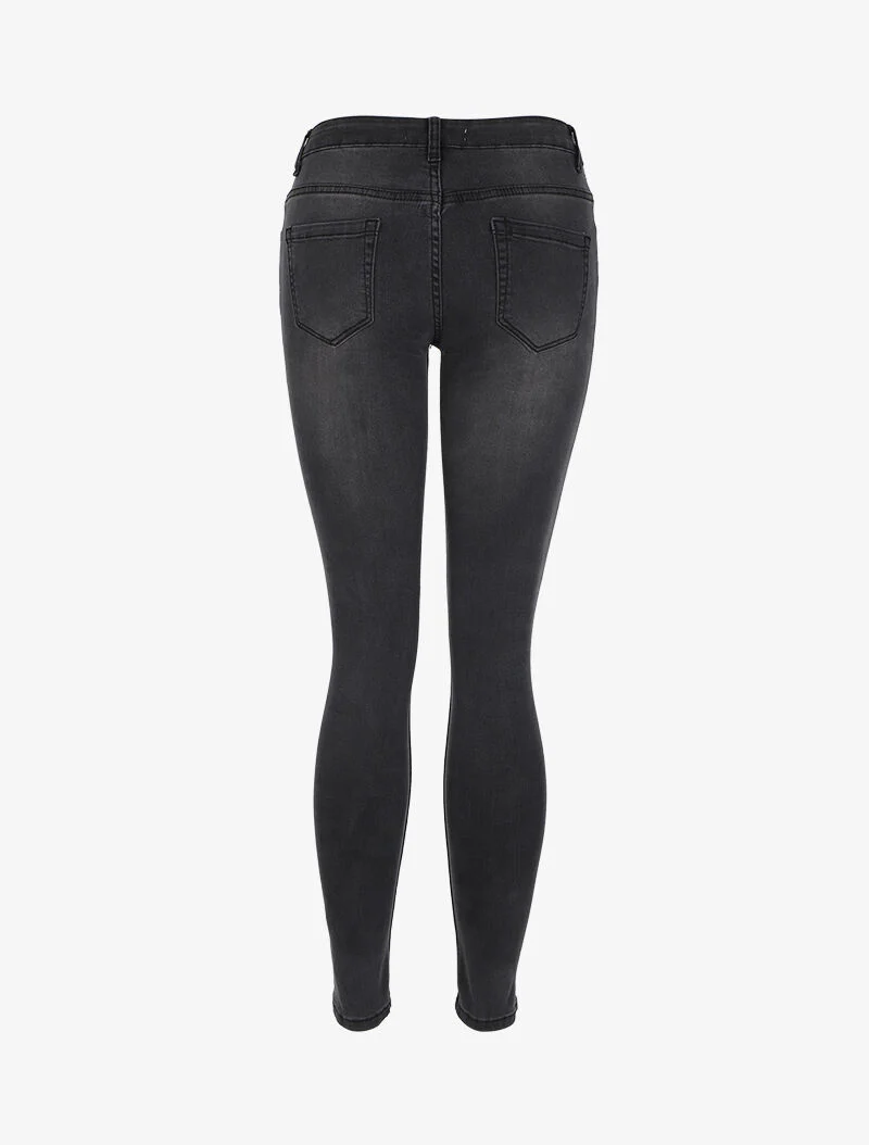 Jean skinny déchiré à taille basse - Noir - Image 2