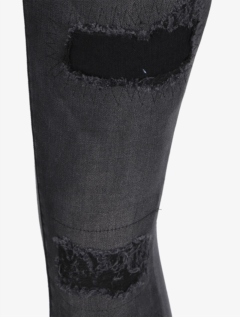 Jean skinny déchiré à taille basse - Noir - Image 3
