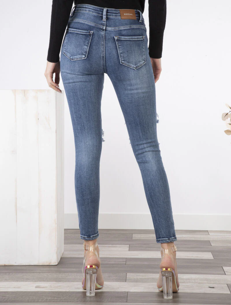 Jean skinny déchiré - bleu denim - Image 2