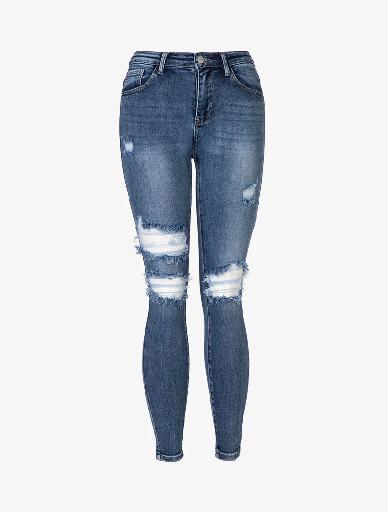 Jean skinny déchiré - bleu denim - Image 3