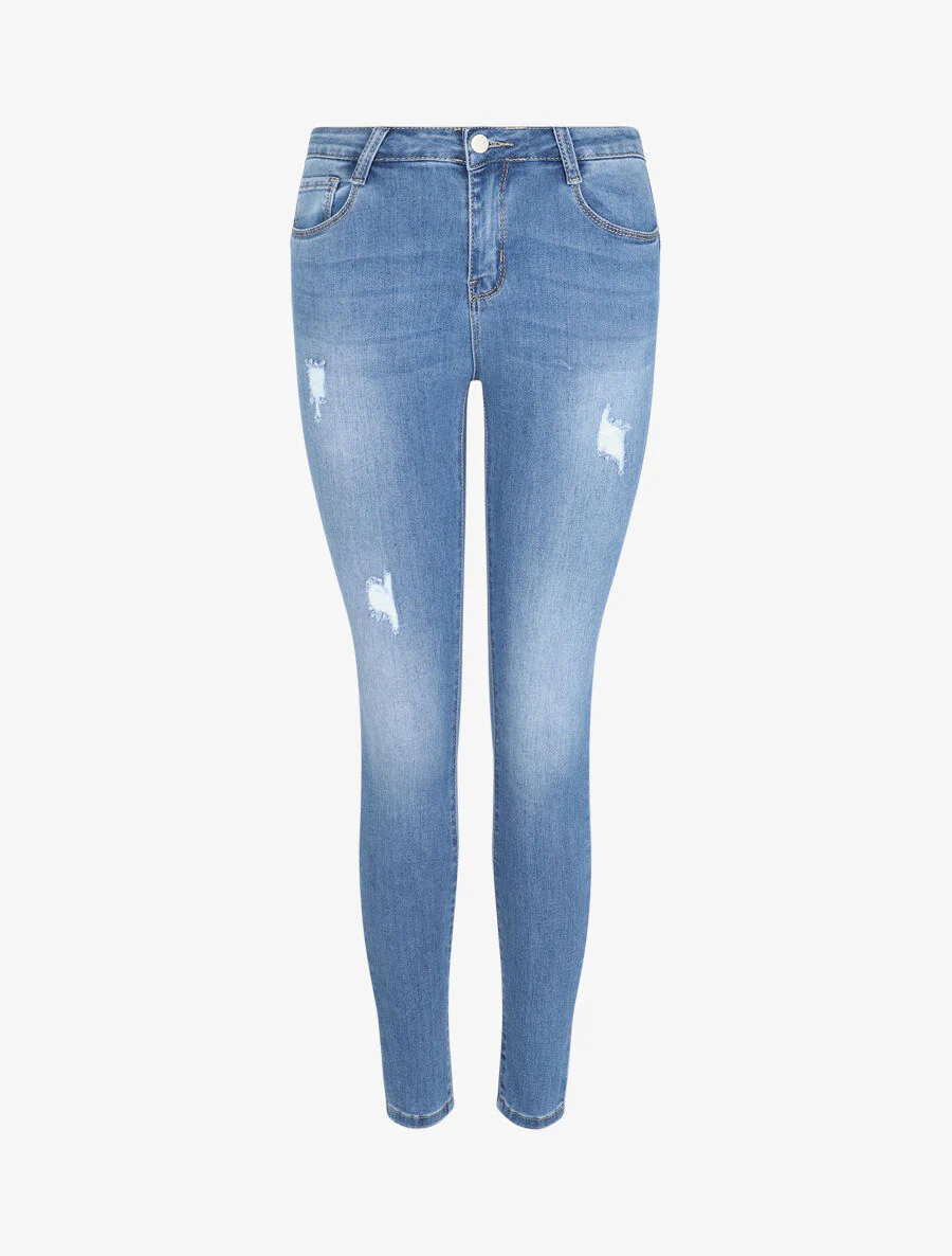 Jean skinny déchiré et délavé - Bleu clair