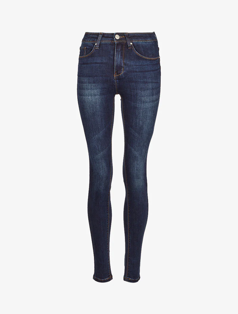 Jean skinny délavé à coutures stylisées - Denim foncé - Image 3