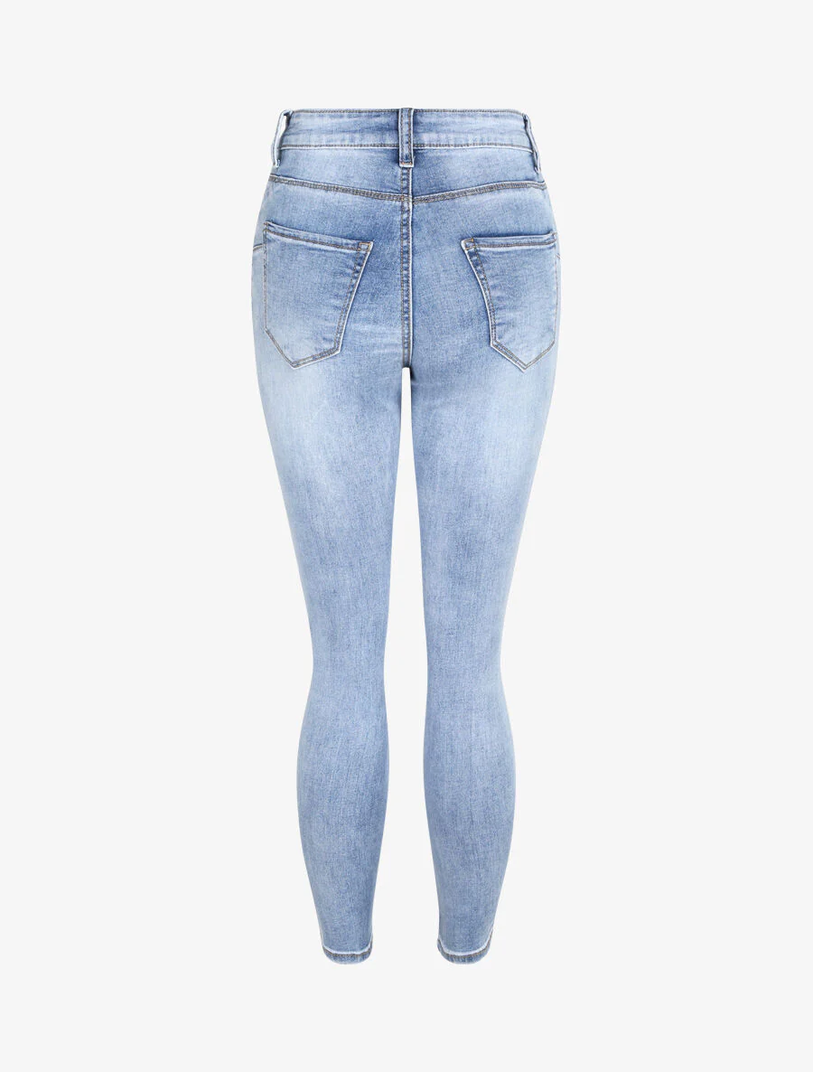 Jean skinny délavé et push up - Bleu gris - Image 2