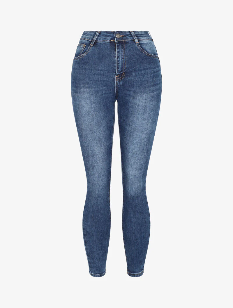 Jean skinny délavé et stretch - Bleu