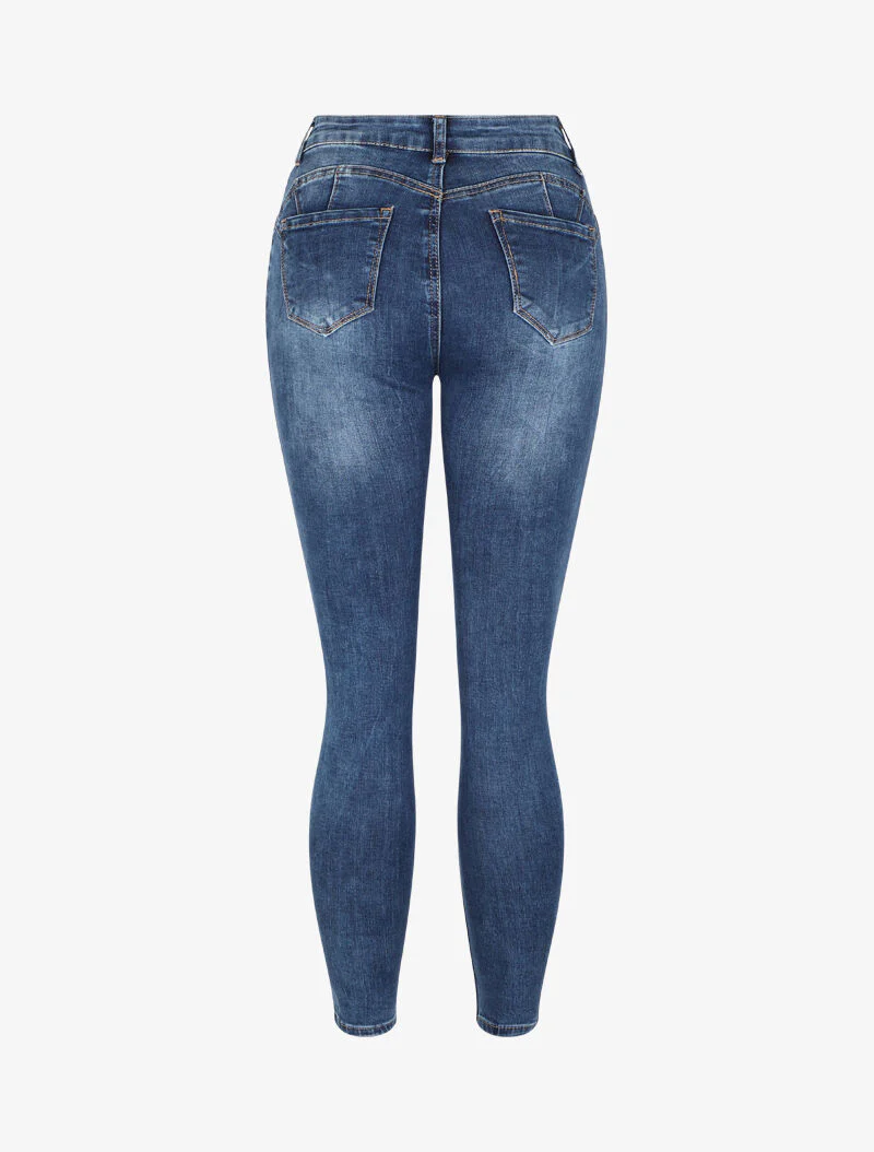 Jean skinny délavé et stretch - Bleu - Image 2