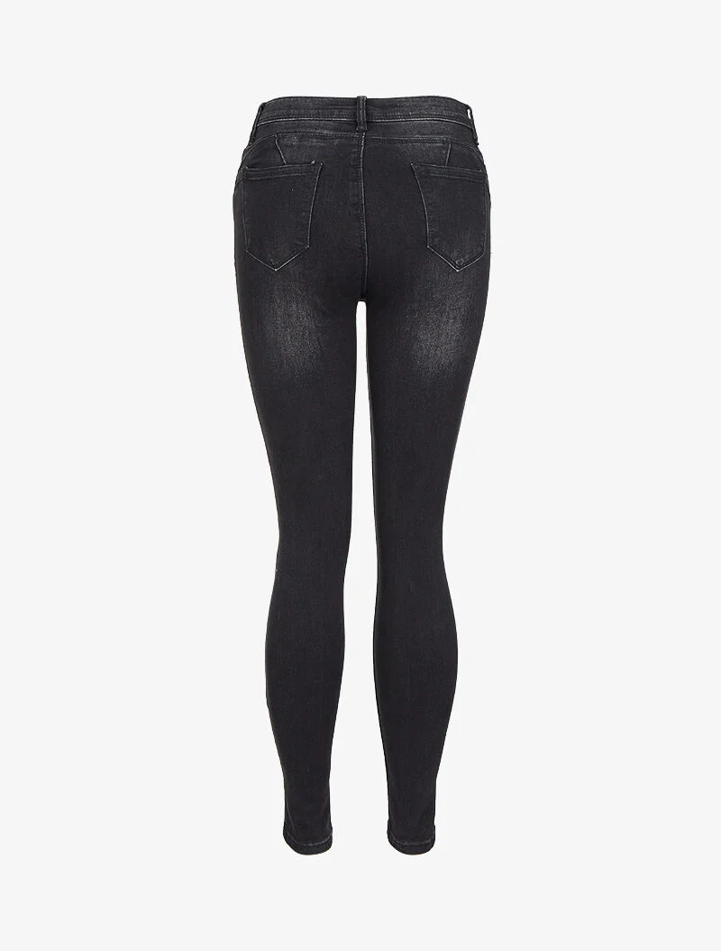 Jean skinny délavé - Noir - Image 2