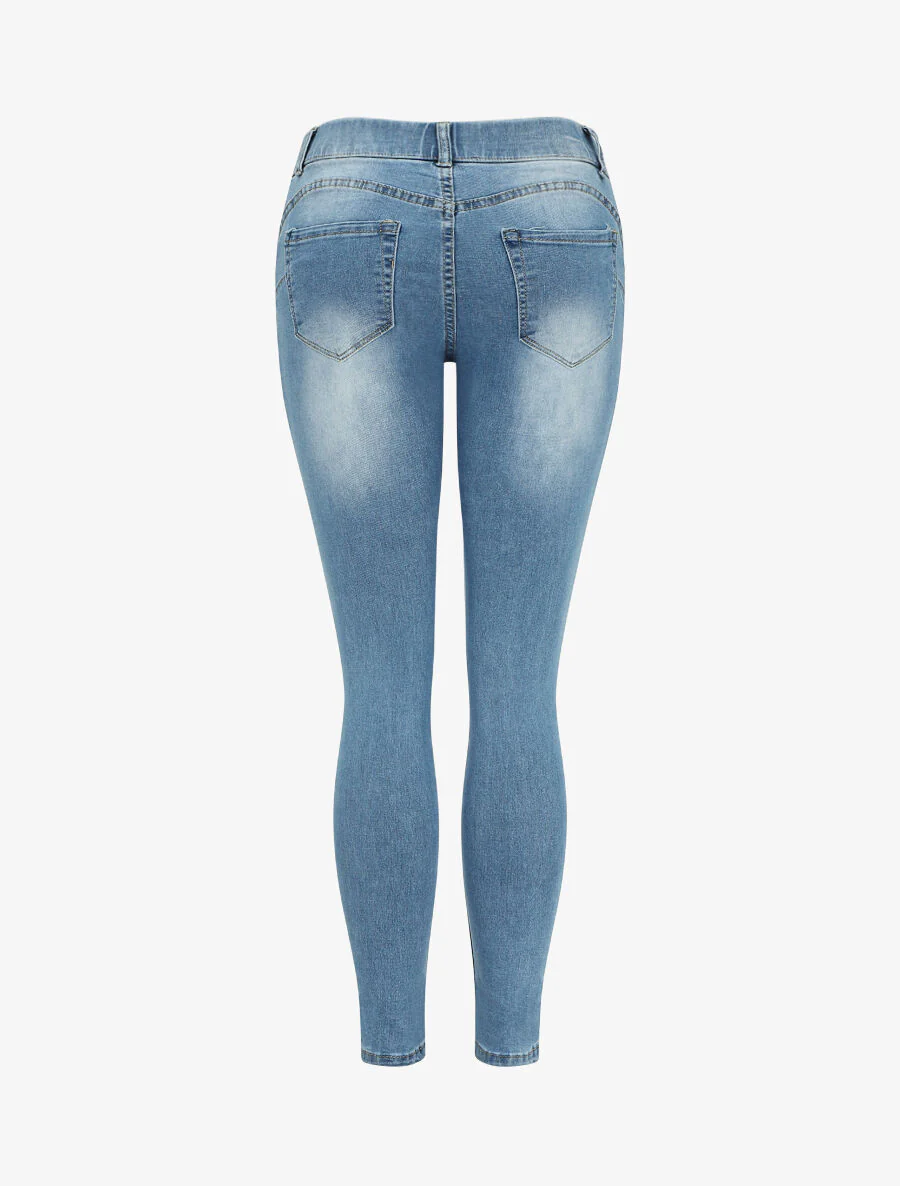 Jean skinny delavé push up - Bleu denim - Image 2