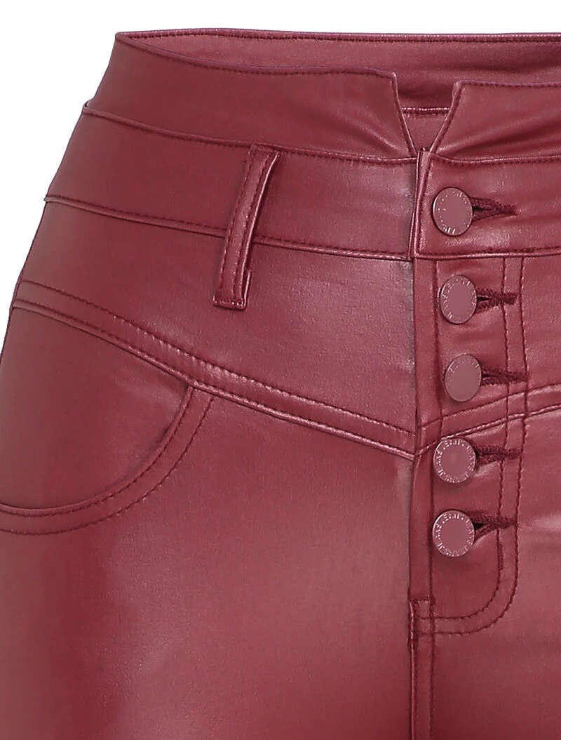 Jean skinny enduit - Rouge - Image 3