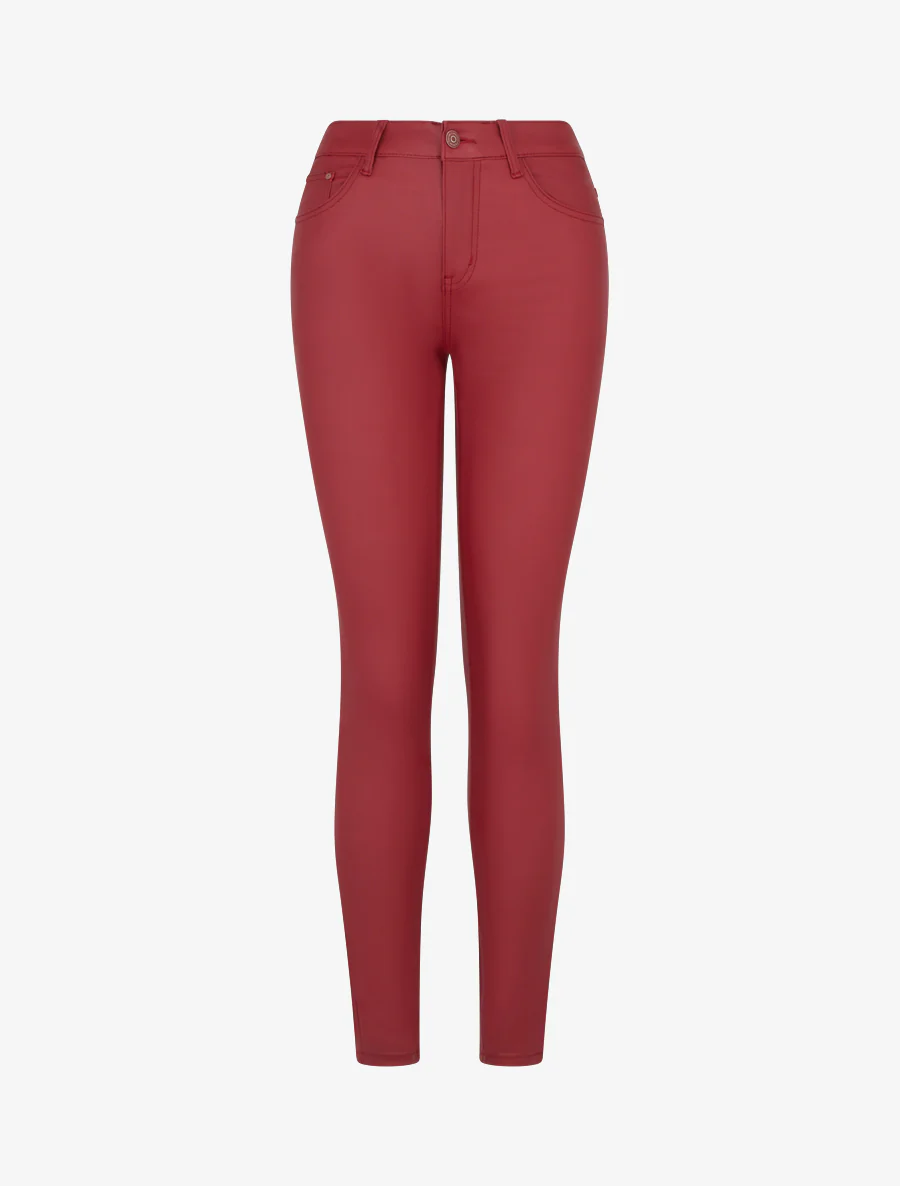 Jean skinny enduit taille standard - Rouge