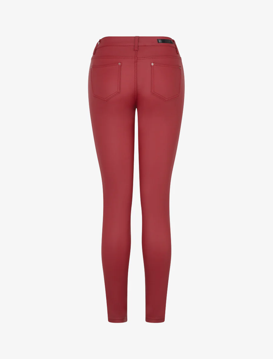 Jean skinny enduit taille standard - Rouge - Image 2