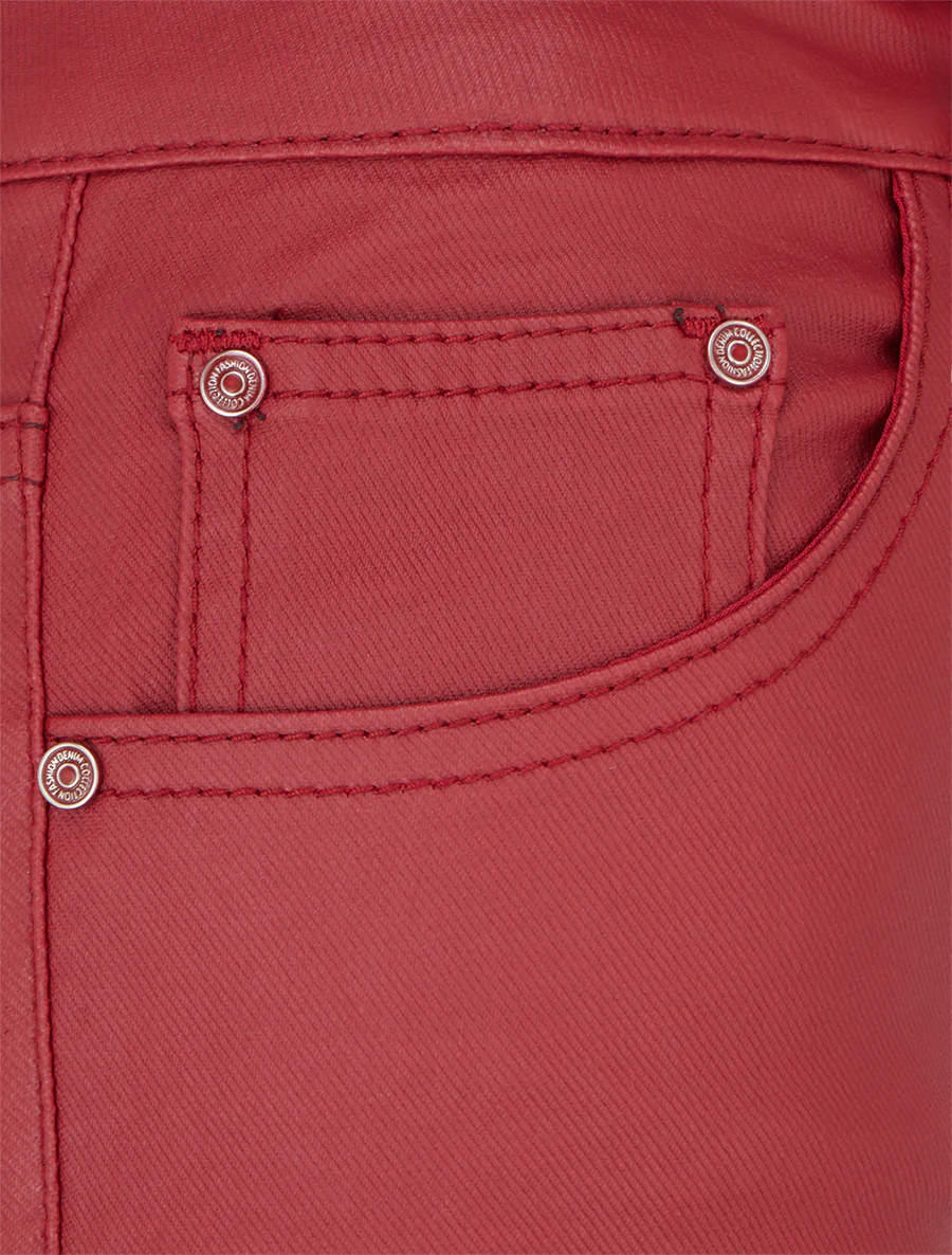 Jean skinny enduit taille standard - Rouge - Image 3
