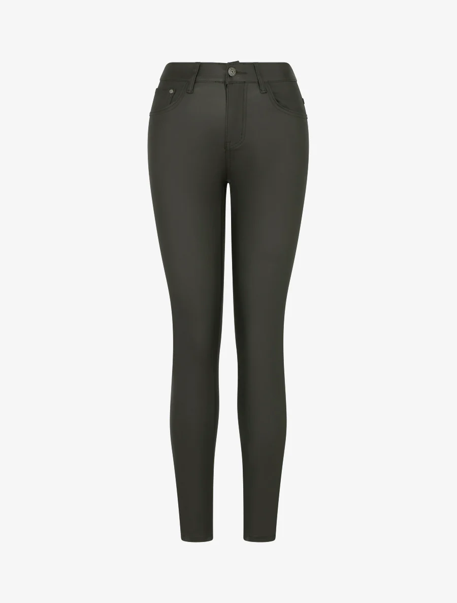 Jean skinny enduit taille standard - Kaki foncé