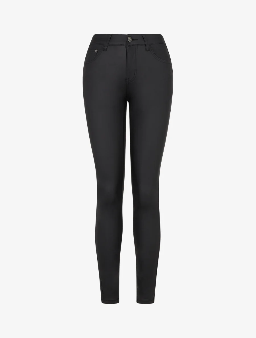 Jean skinny enduit taille standard - Noir