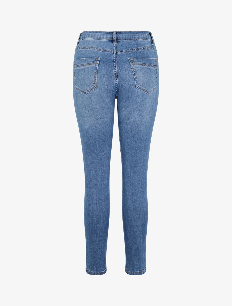 Jean skinny grande taille délavé - Bleu clair - Image 2