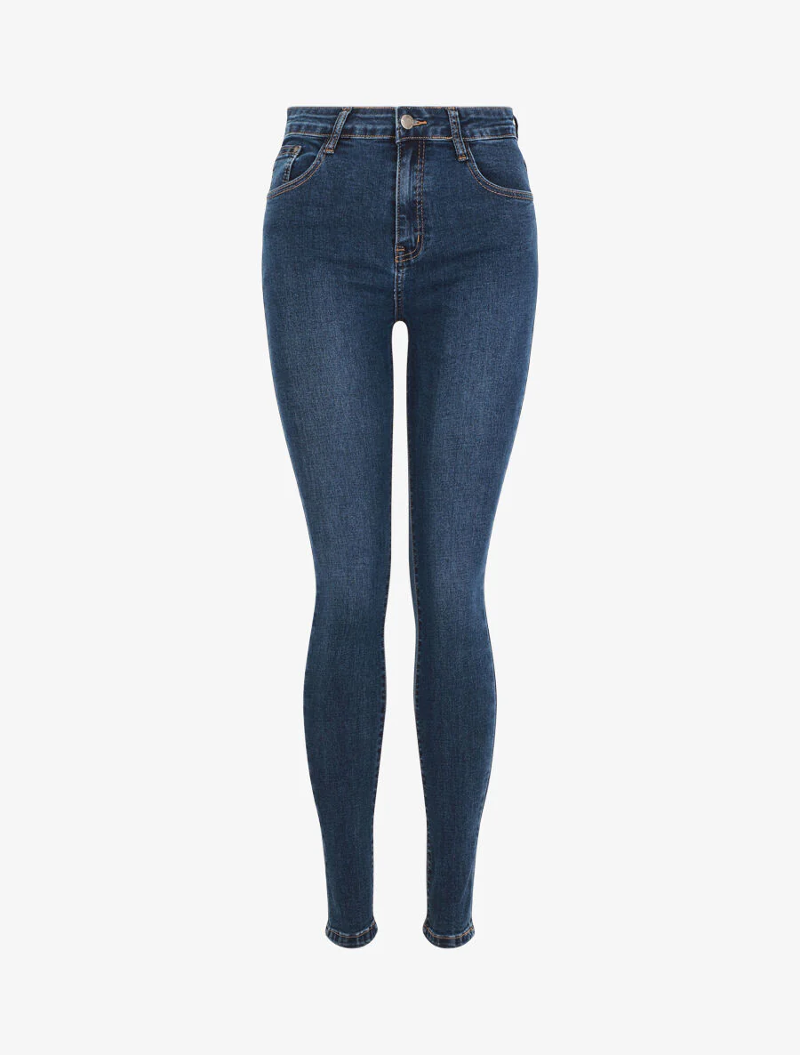 Jean skinny grande taille - Bleu