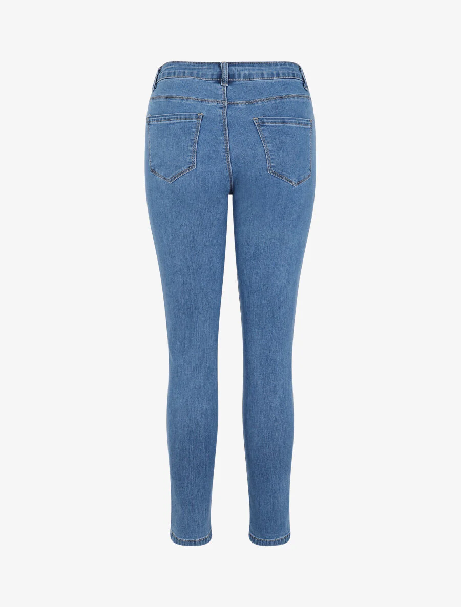 Jean skinny grande taille uni - Bleu clair - Image 2