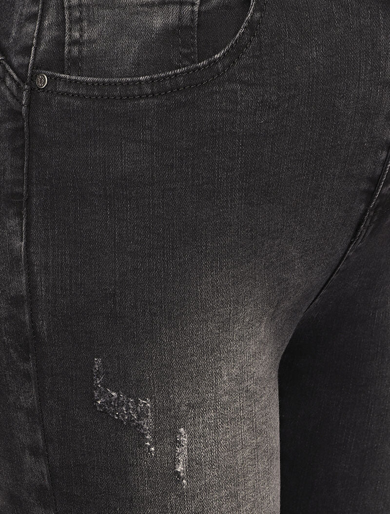 Jean skinny griffé à coutures contrastantes à l'arrière - Gris foncé - Image 3