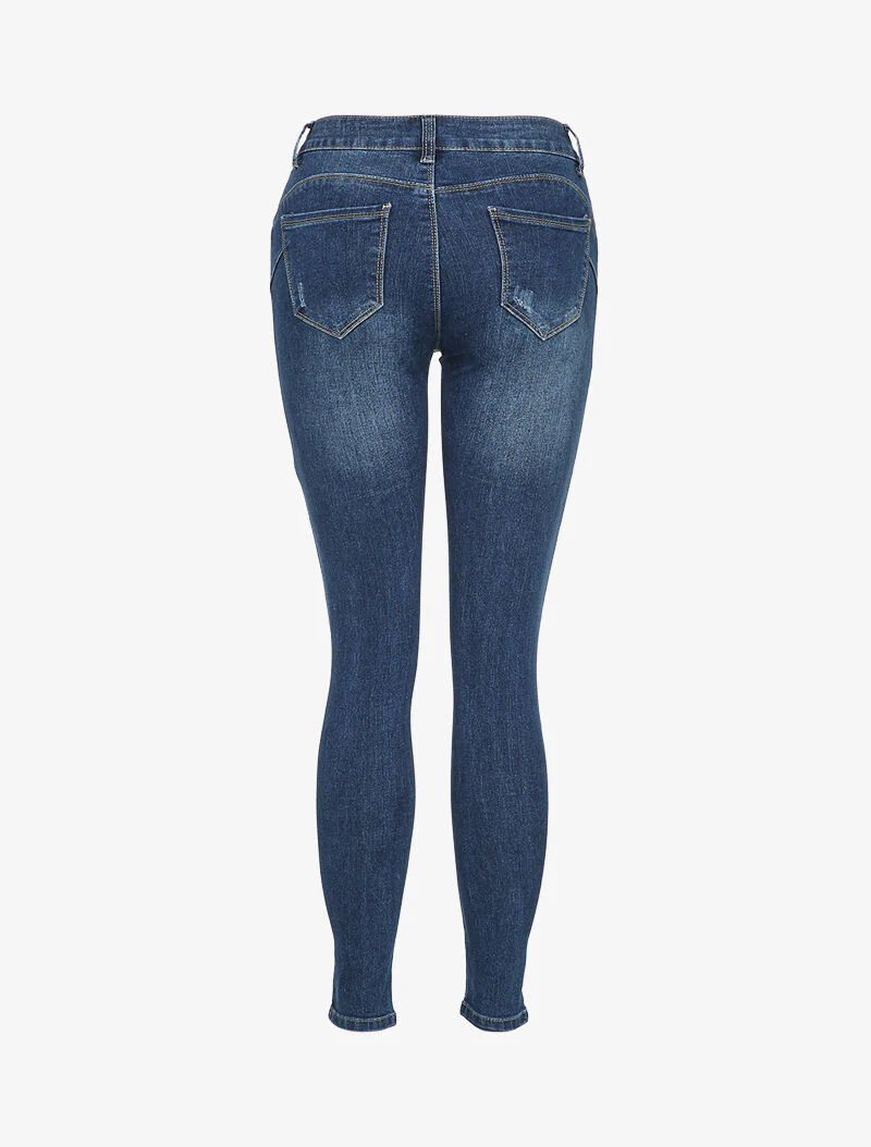 Jean skinny griffé - Bleu denim - Image 2