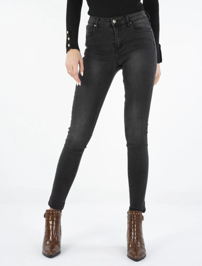 Jean skinny légèrement blanchi - noir