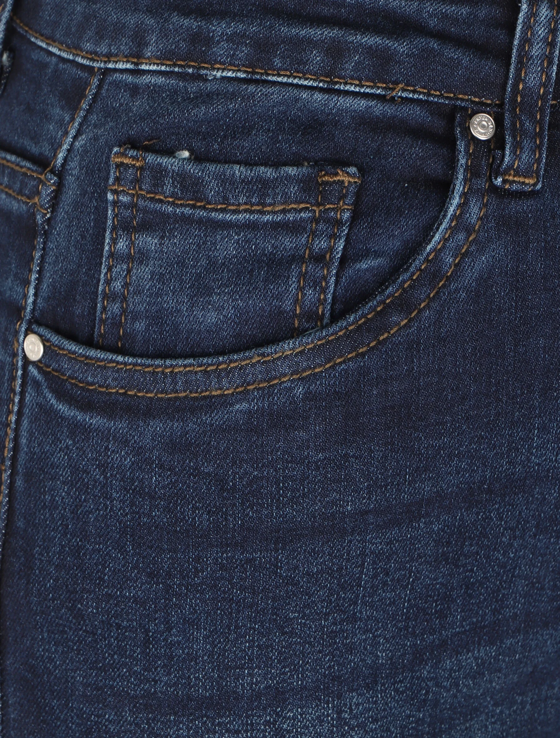Jean skinny légèrement délavé à taille haute - Bleu foncé - Image 3