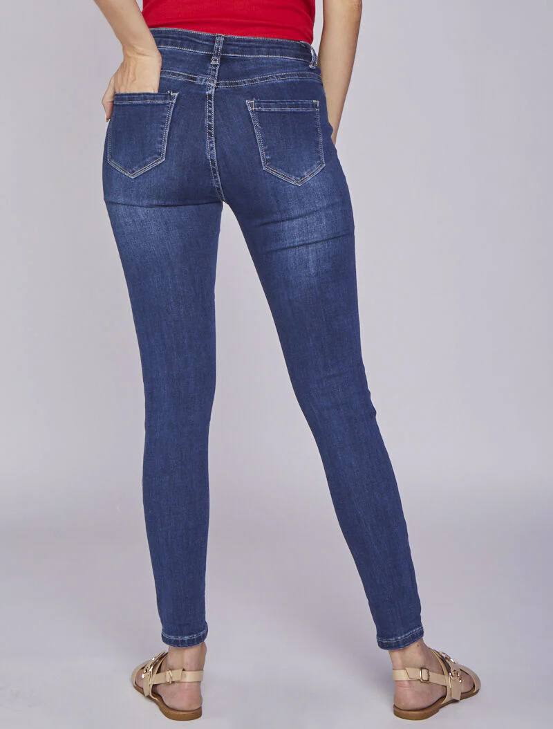 Jean skinny légèrement délavé - Bleu denim - Image 2