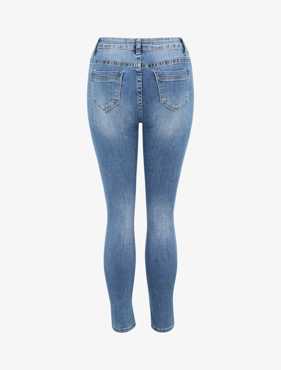 Jean skinny légèrement délavé - Bleu denim - Image 2