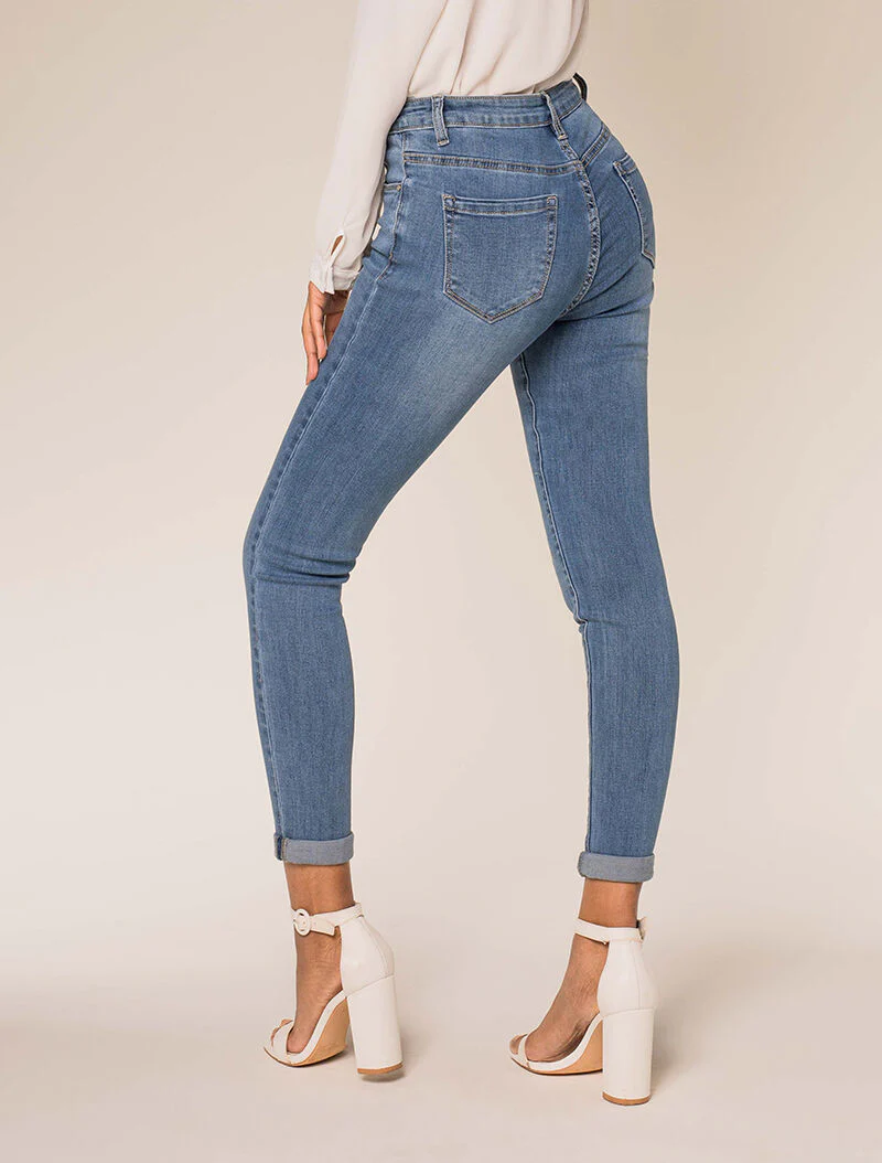 Jean skinny légèrement délavé - bleu denim - Image 2