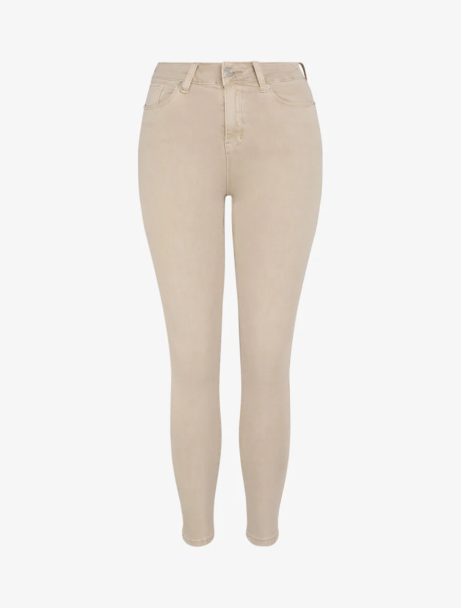Jean skinny push up à coutures apparentes - Taupe