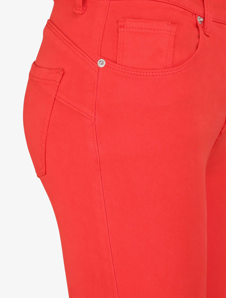 Jean skinny push up à coutures apparentes - Rouge - Image 3