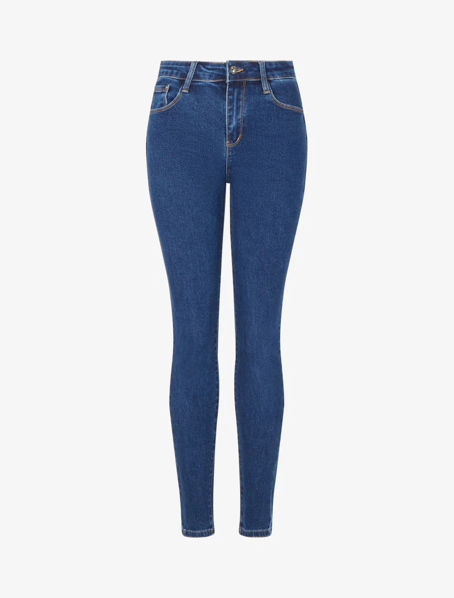 Jean skinny push-up à taille haute - Bleu brut