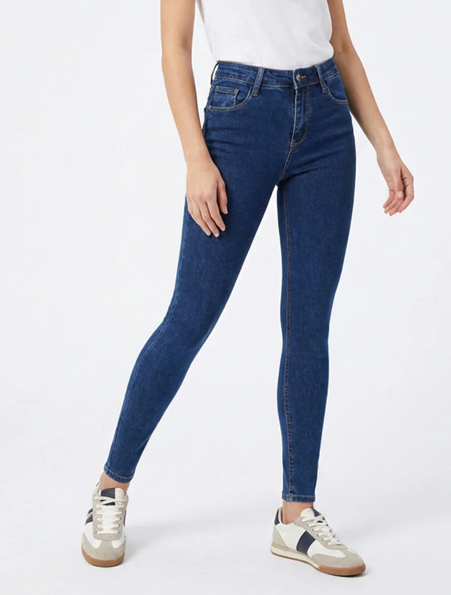 Jean skinny push-up à taille haute - Bleu brut - Image 4