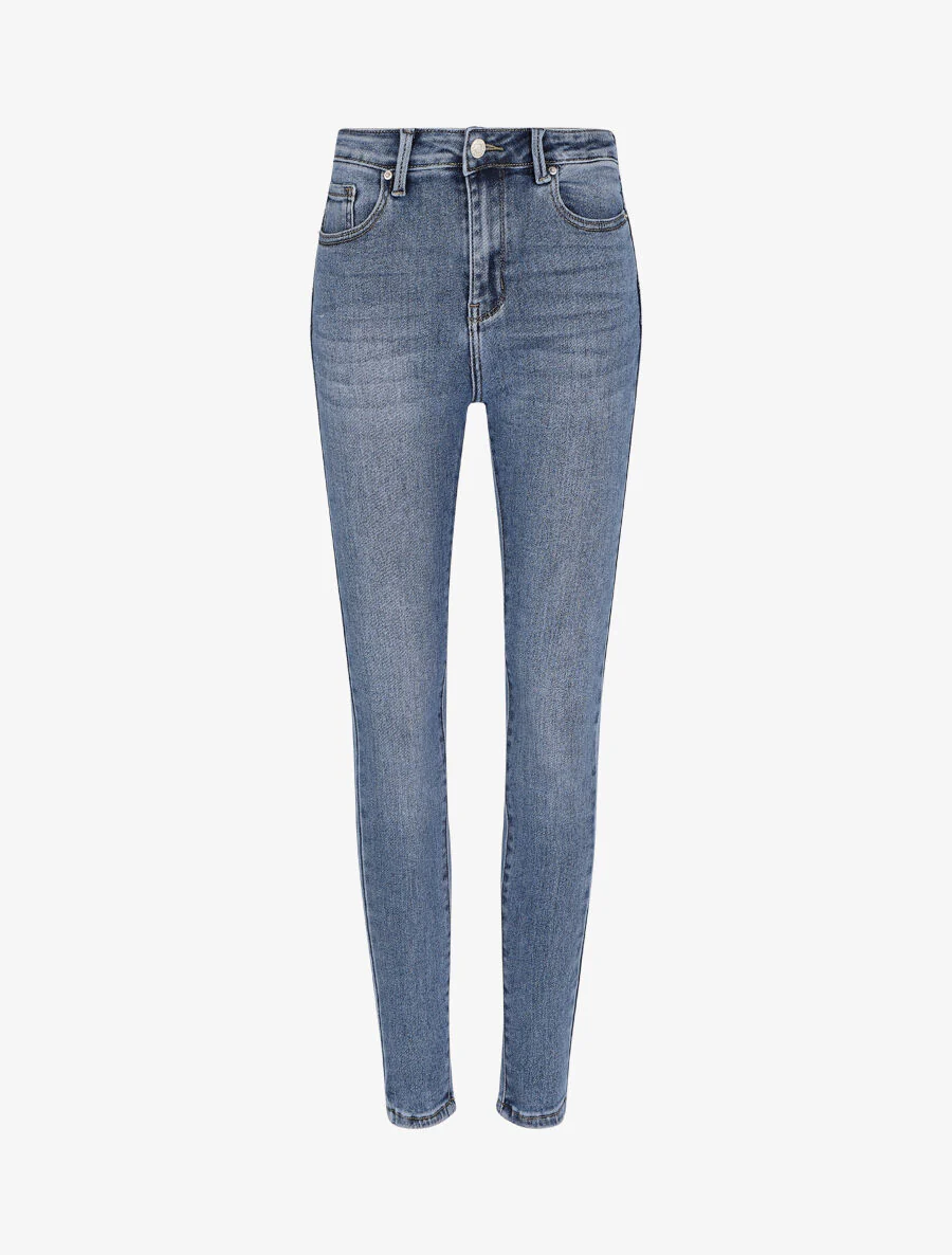 Jean skinny push up à taille haute - Bleu