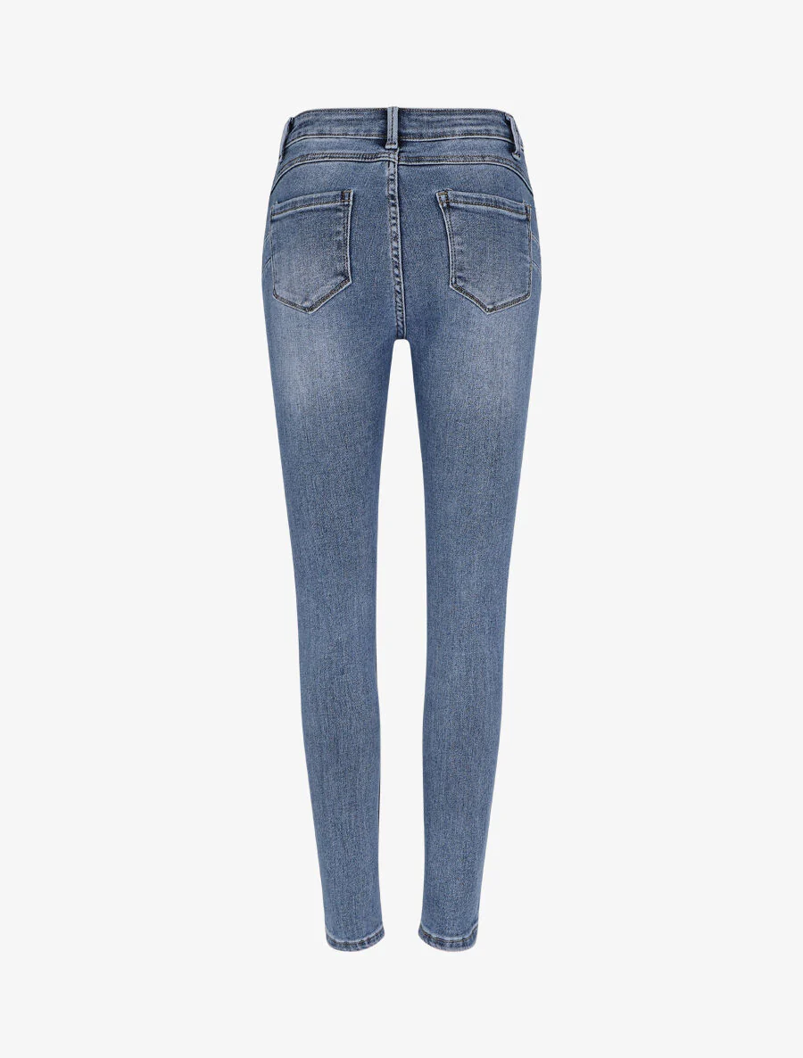 Jean skinny push up à taille haute - Bleu - Image 2