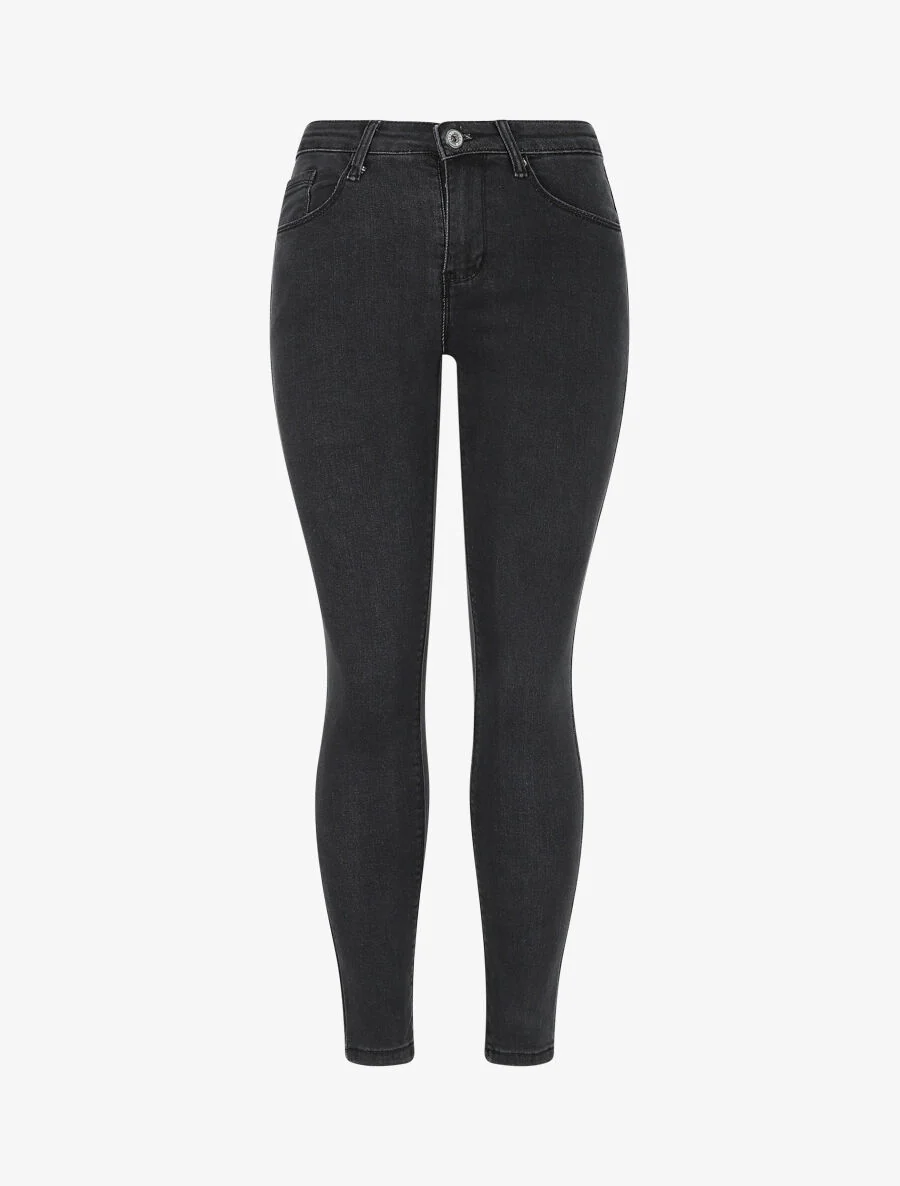 Jean skinny push up à taille haute - Gris foncé