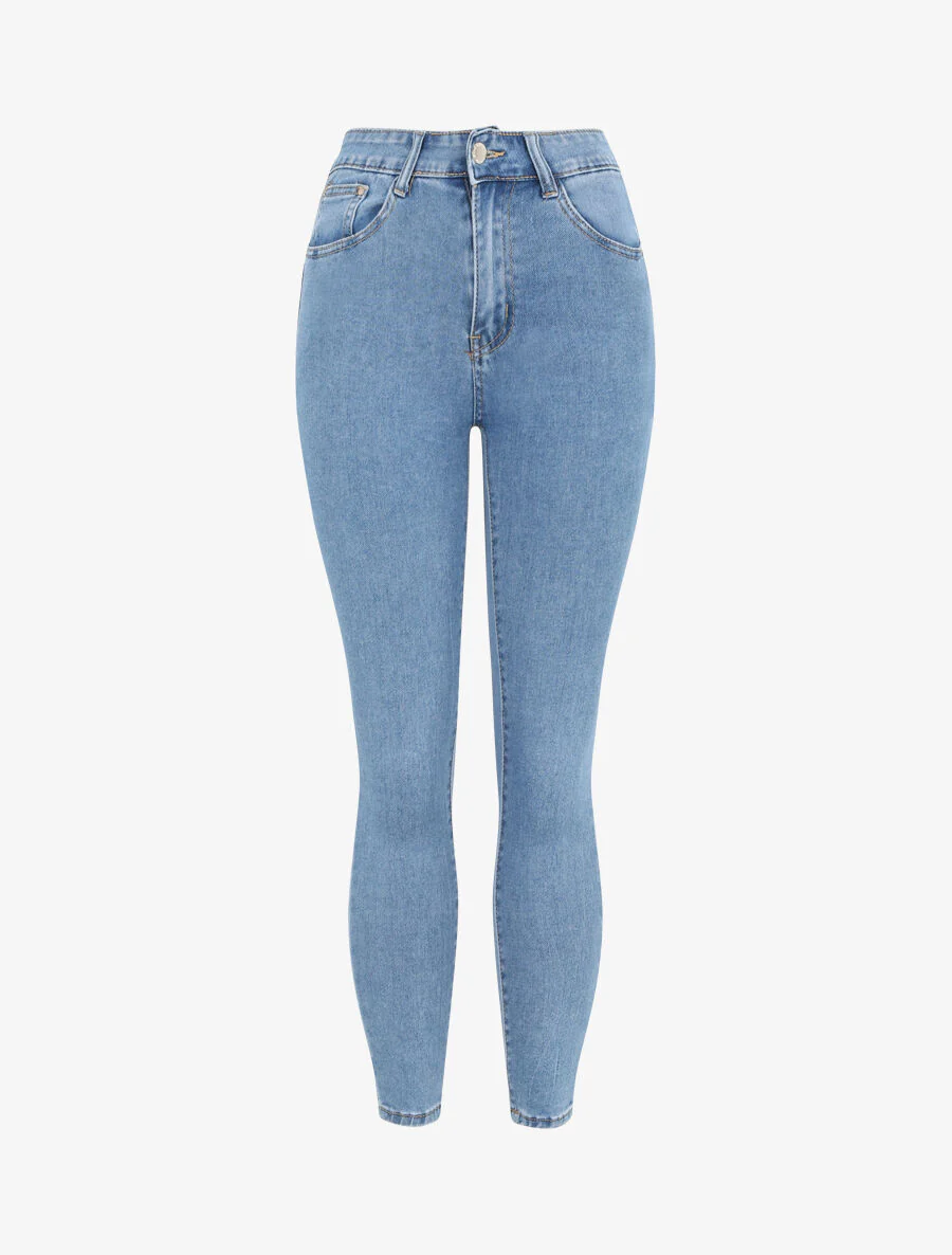 Jean skinny push up à taille standard - Bleu clair
