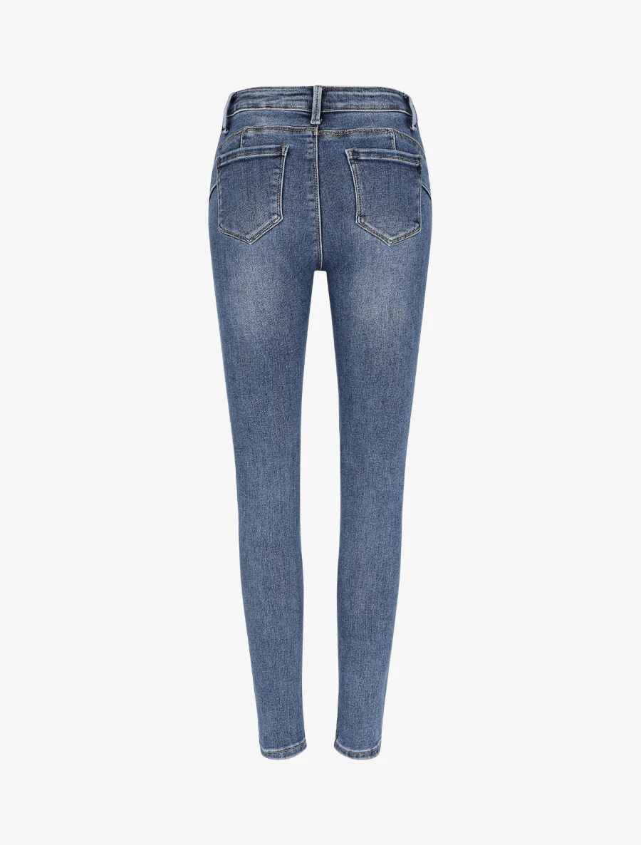 Jean skinny push up à taille standard - Bleu - Image 2