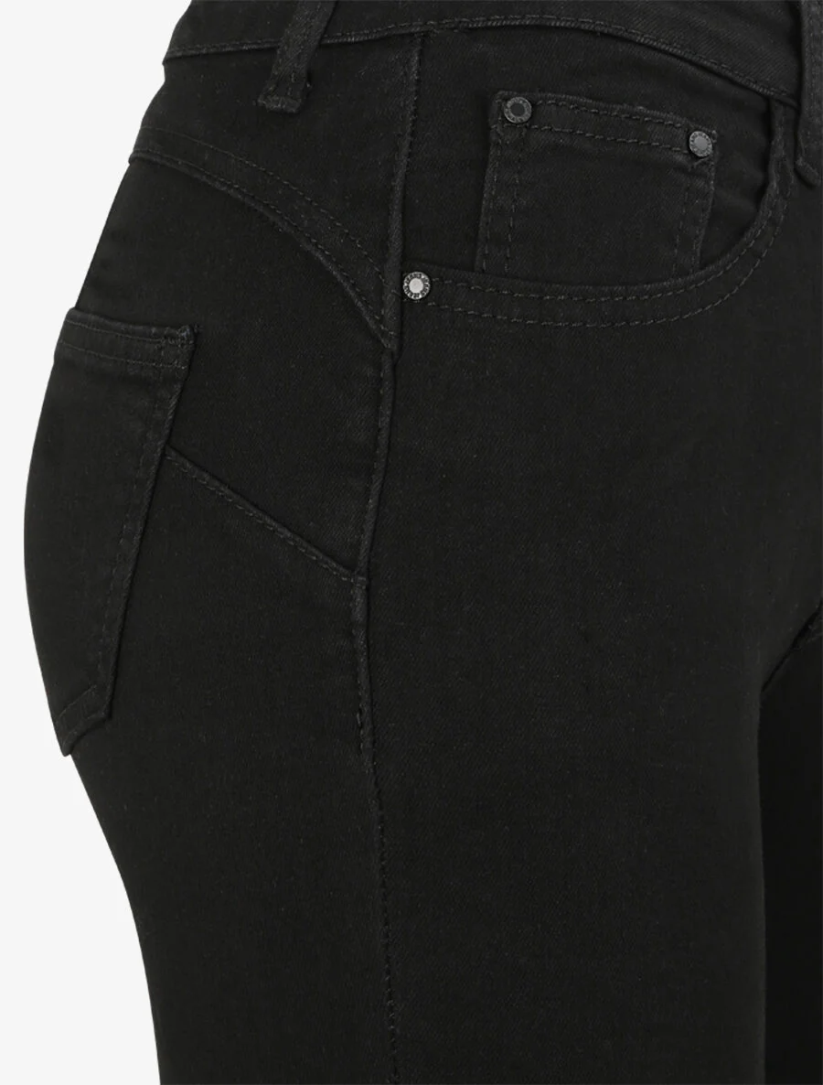 Jean skinny push up bords coupe franche - Noir - Image 5