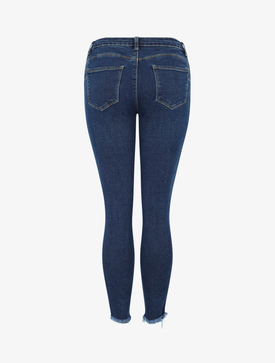 Jean skinny push up bords coupe franche - Bleu denim - Image 2