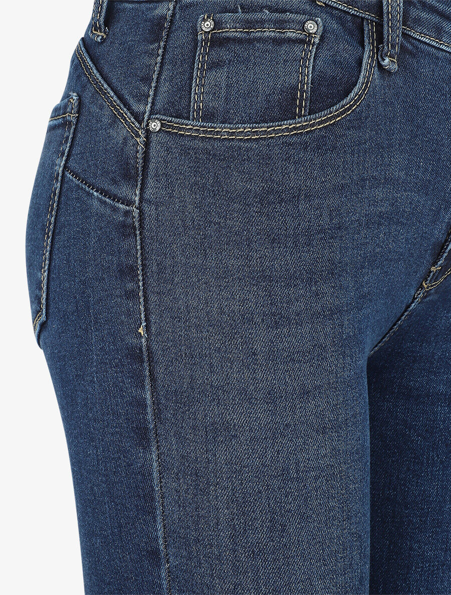 Jean skinny push up bords effilochés - Bleu denim - Image 3