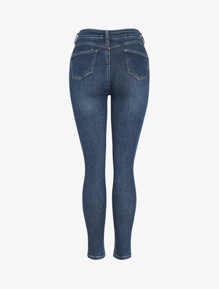 Jean skinny push up taille haute - Bleu - Image 3