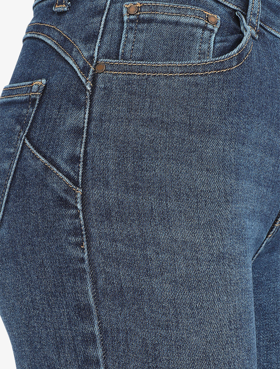 Jean skinny push up taille haute - Bleu - Image 4