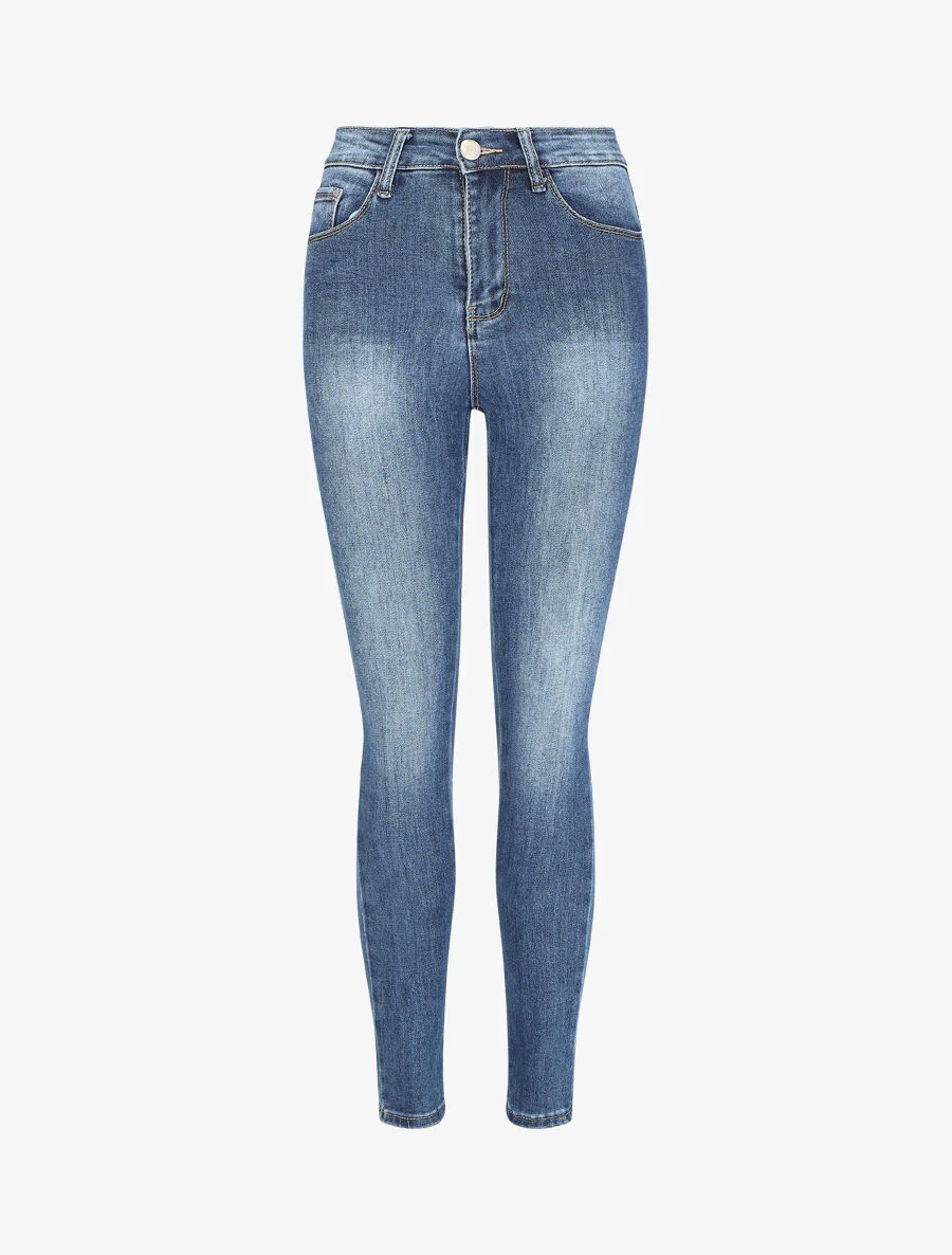 Jean skinny push up taille haute - Bleu - Image 3