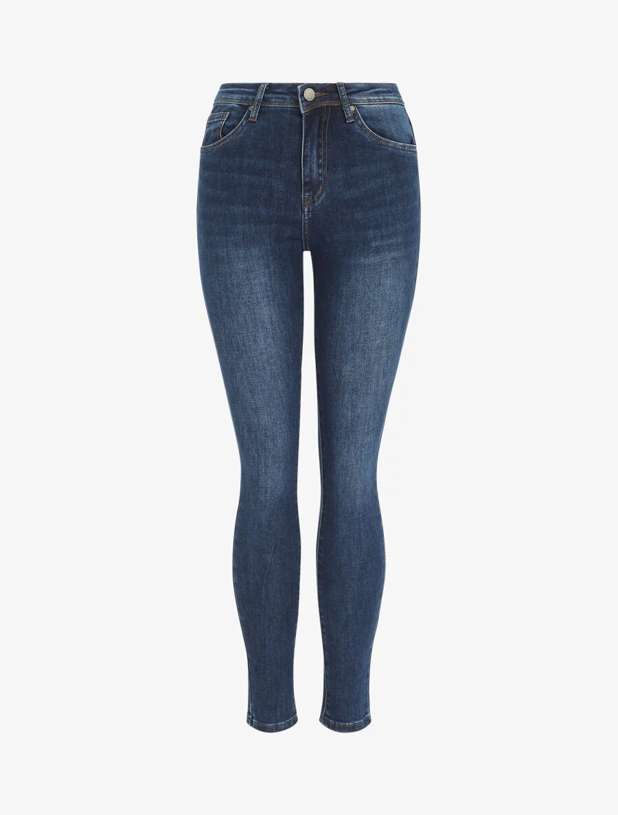 Jean skinny push up taille standard foncé - Bleu foncé