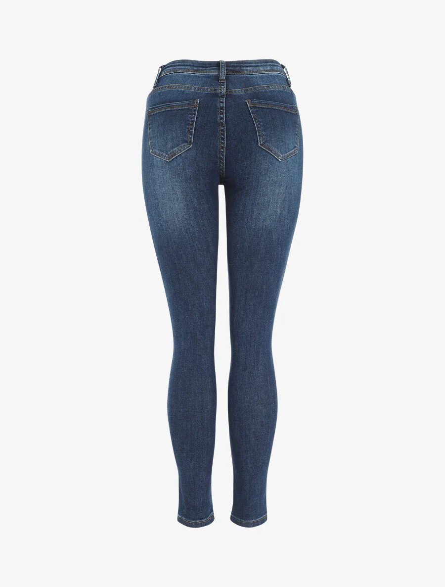Jean skinny push up taille standard foncé - Bleu foncé - Image 2