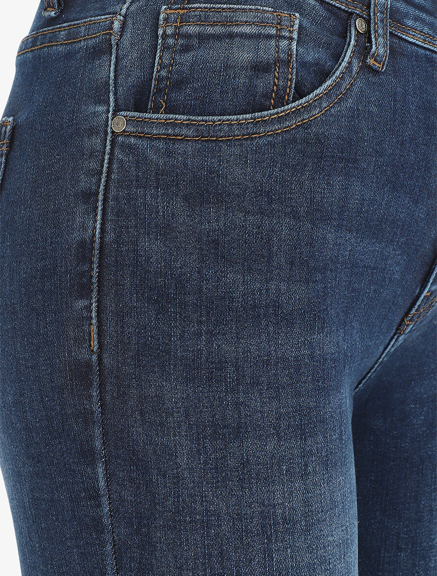 Jean skinny push up taille standard foncé - Bleu foncé - Image 3