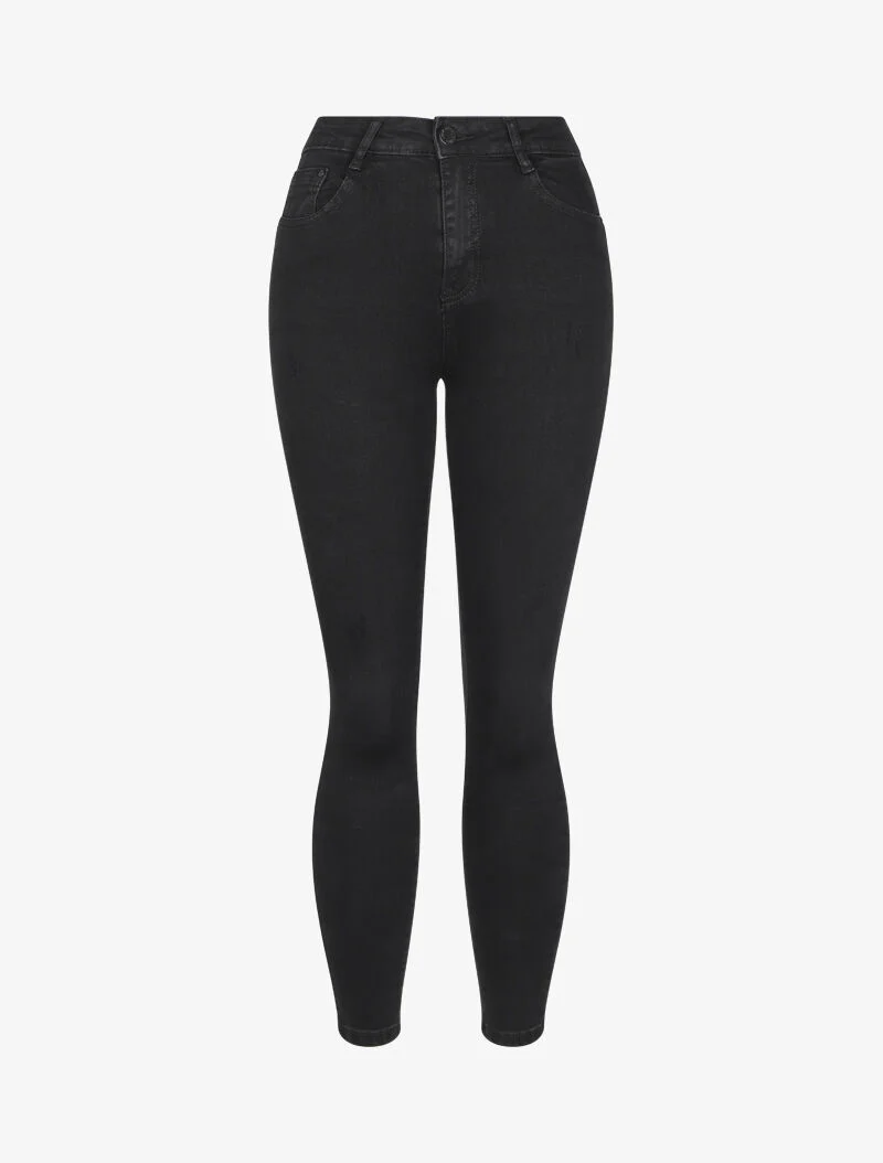 Jean skinny stretch à fines éraflures - Noir