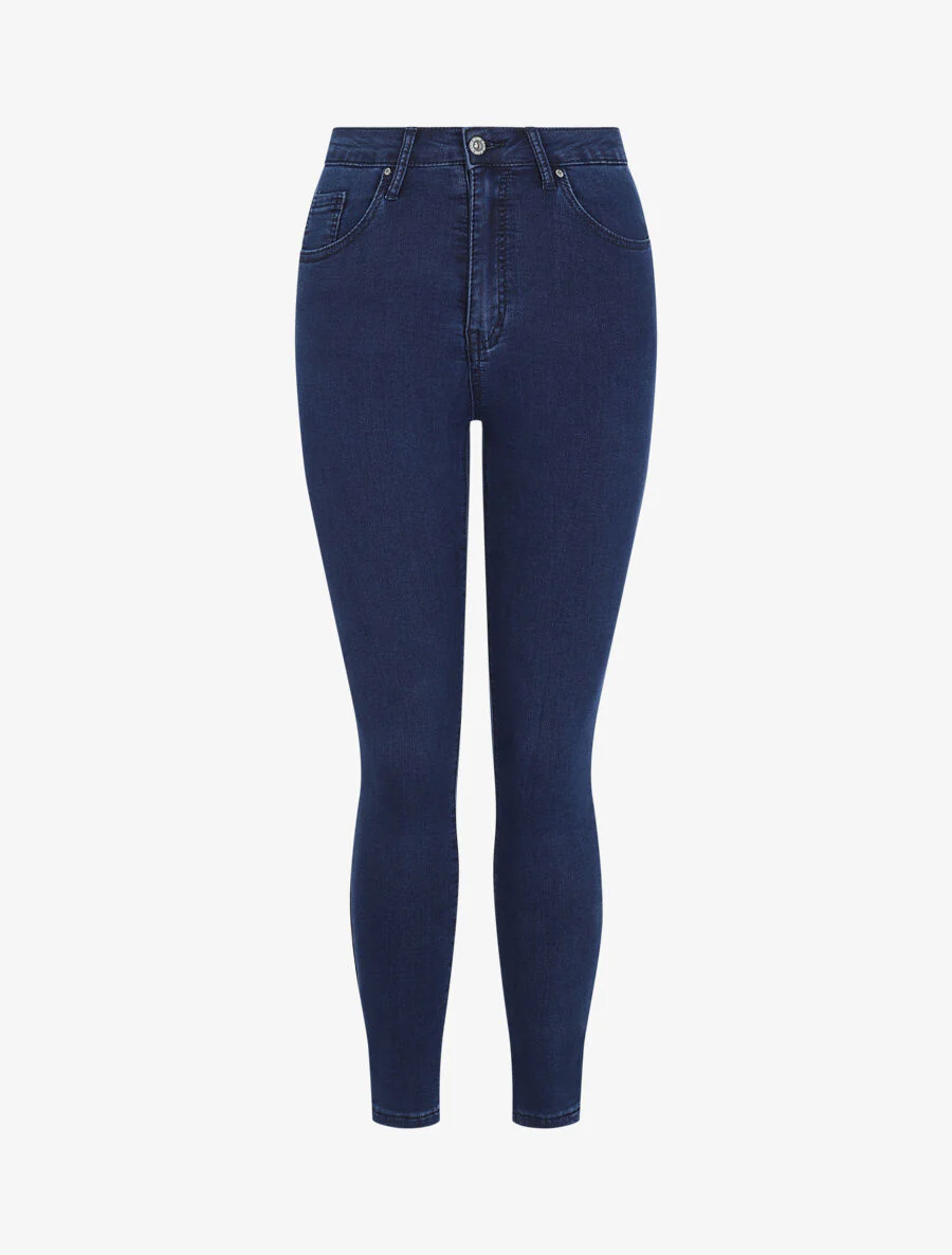 Jean skinny stretch grande taille à taille standard - Marine