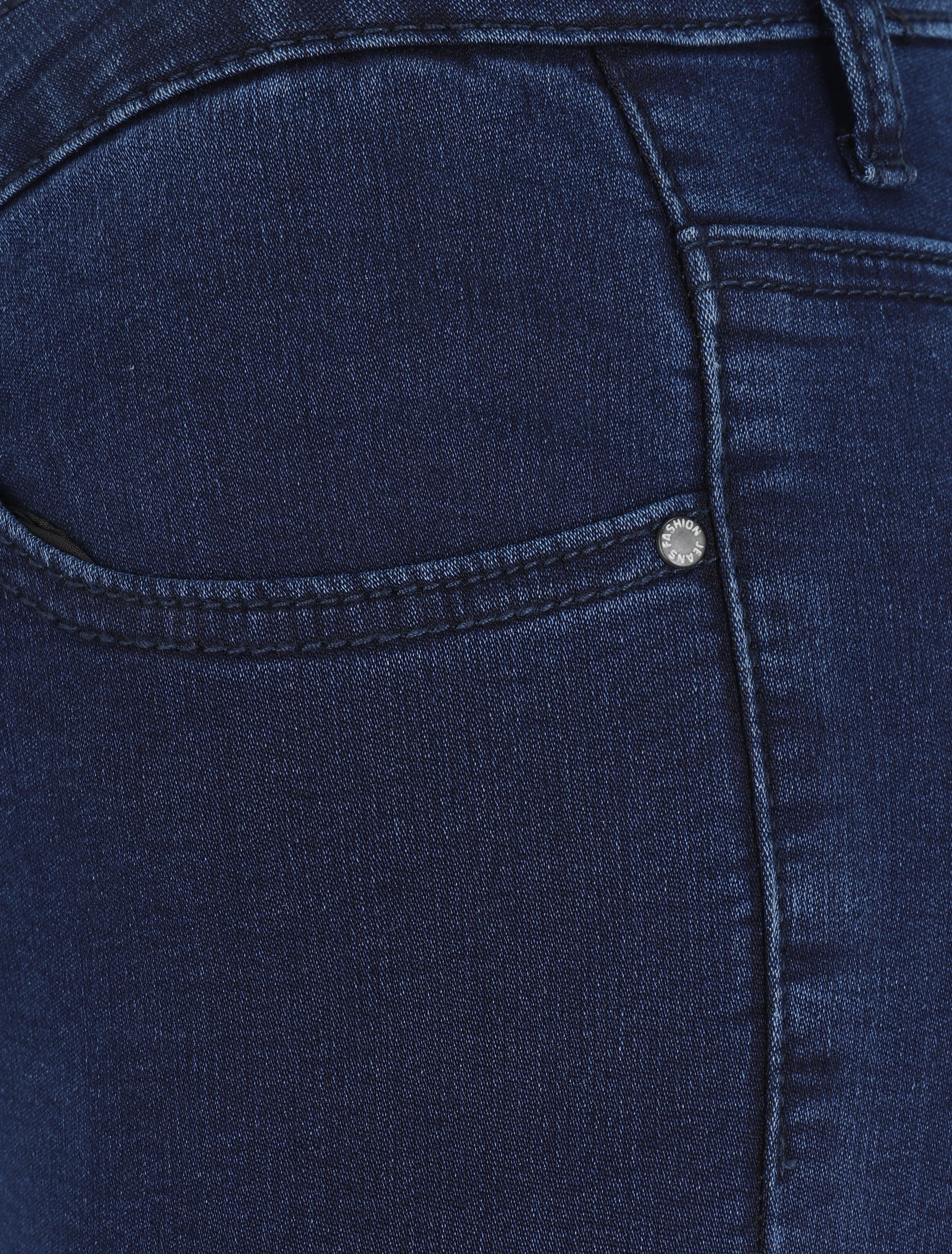 Jean skinny stretch grande taille à taille standard - Marine - Image 3