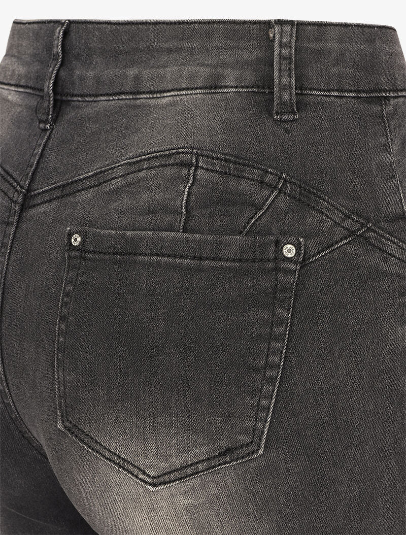 Jean skinny taille haute à coutures contrastantes à l'arrière - Gris foncé - Image 3